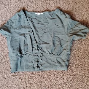 Button Up Short Sleeve Crop